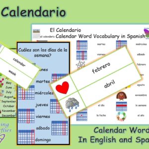 Spanish and English Calendar Vocabulary Cover