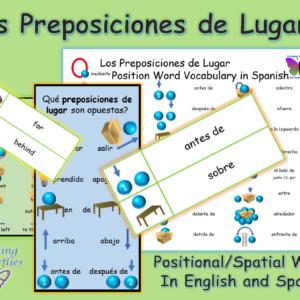 Spanish and English Vocabulary for teaching positional words