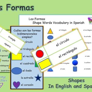 Spanish and English shape names vocabulary words.