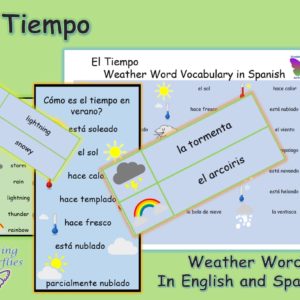 English and Spanish Weather Vocabulary Words Cover