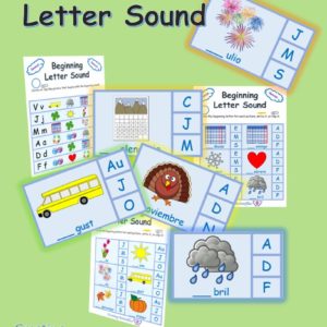 Spanish and English Beginning Letter Sound Calendar Words